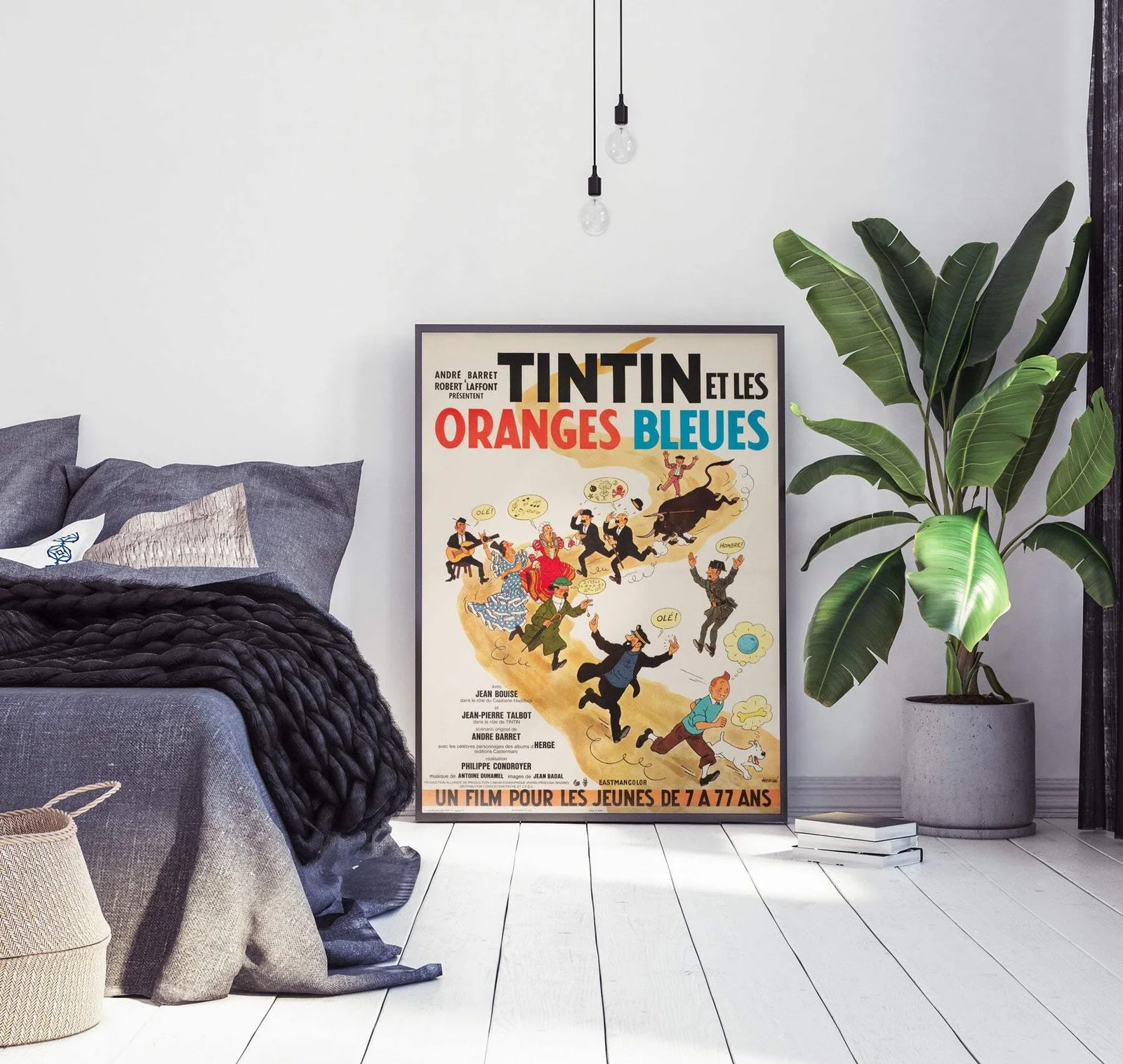 Tintin and the Blue Oranges 1964 French Moyenne Film Poster, Herge, изображение 2