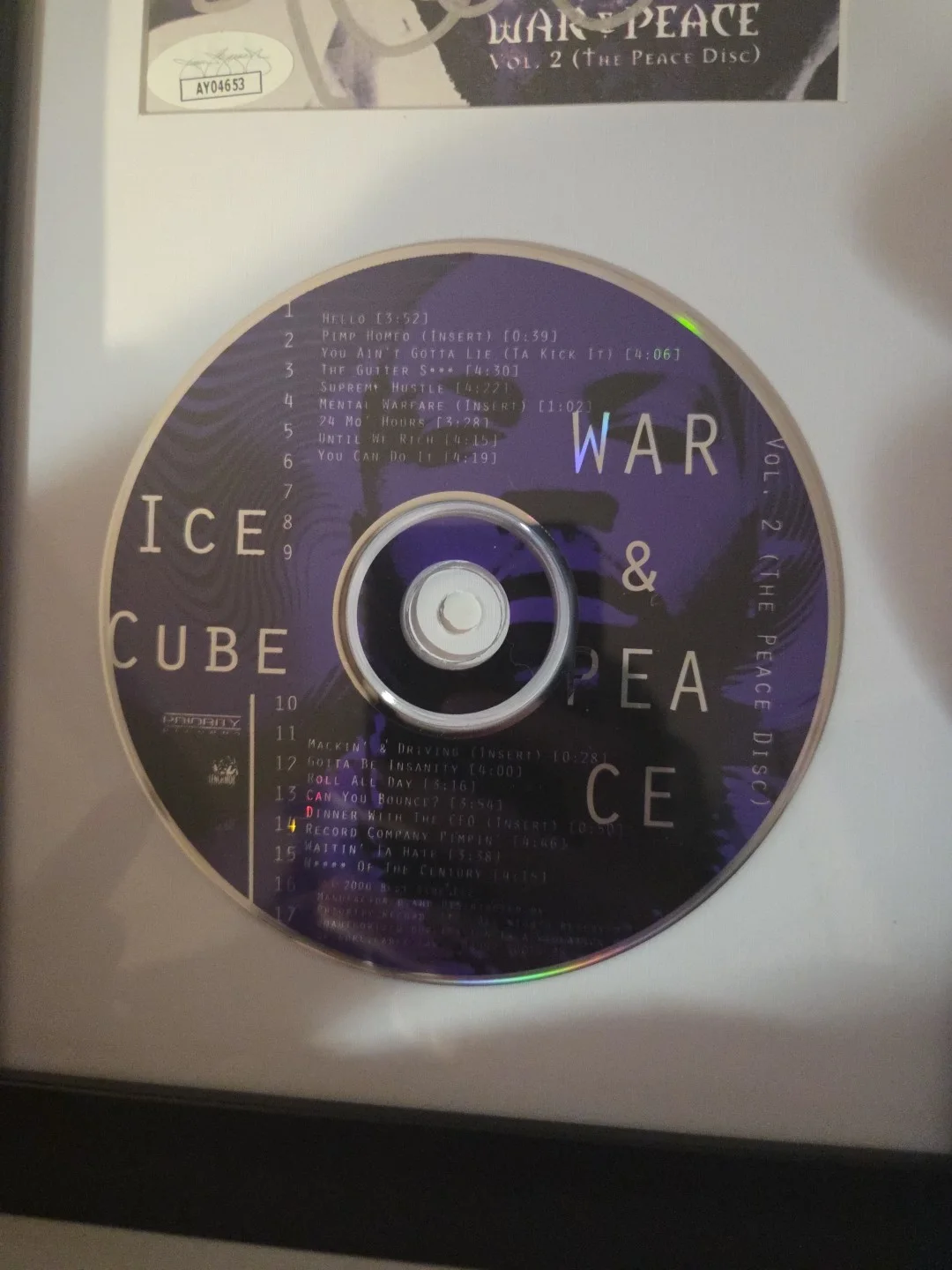 Ice Cube Signed War & Peace CD Display JSA COA. LEGEND! NWA Memorabilia Compton, image 4