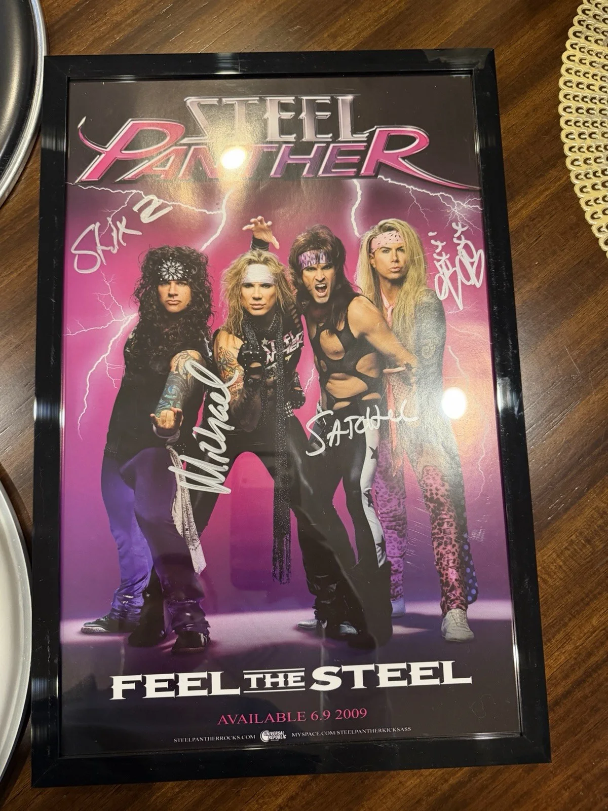 4 Steel Panther Full Band Signed Drum Heads And Poster; Includes Lexi For 3 !, image 5