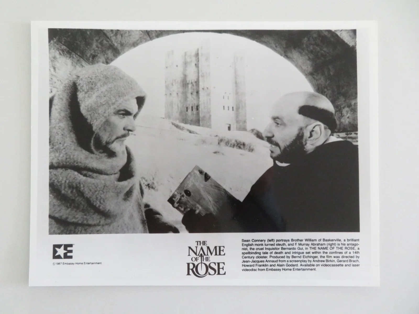 The Name of the Rose- B Movie Still Photo Lot Of 2 Sean Connery 1986, изображение 3