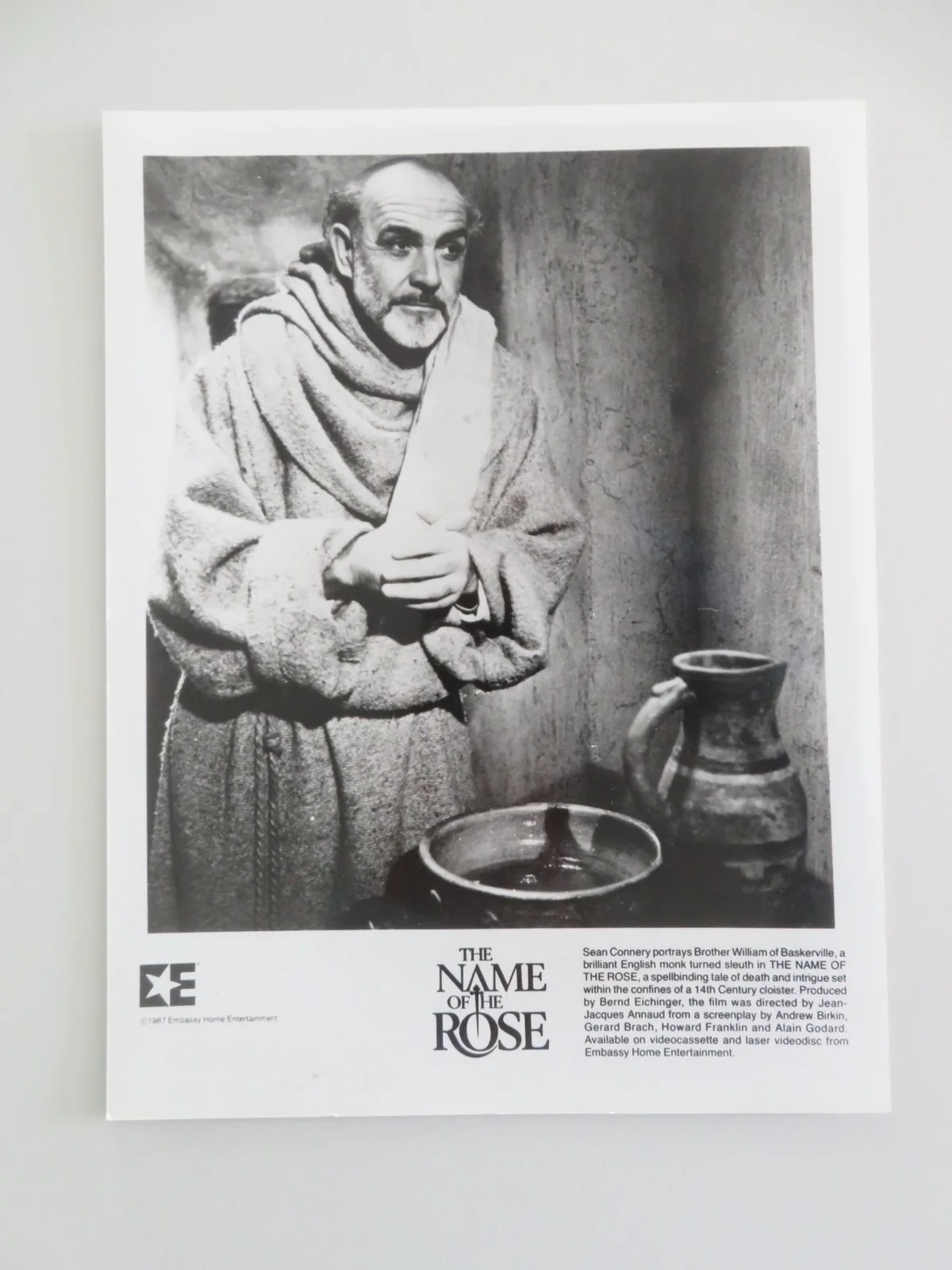 The Name of the Rose- B Movie Still Photo Lot Of 2 Sean Connery 1986, изображение 4