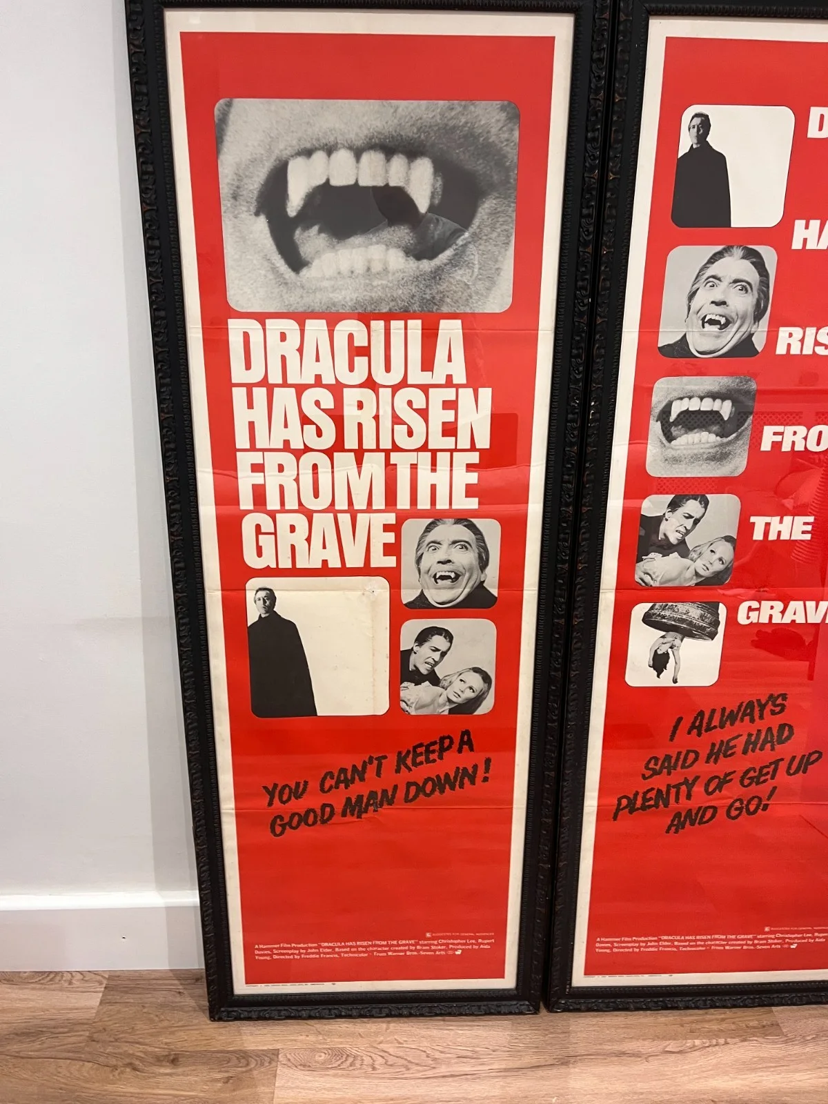 Pair Original Framed Dracula has Risen From the Grave 1969 US Door Panel Posters, image 2