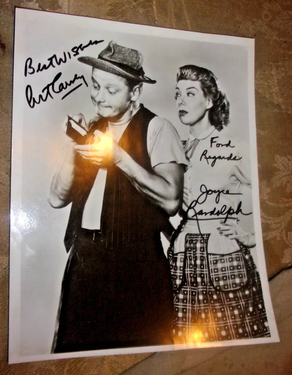 art carney joyce randolph — Art Carney and Joyce Randolph signed photo still from the Honeymooners