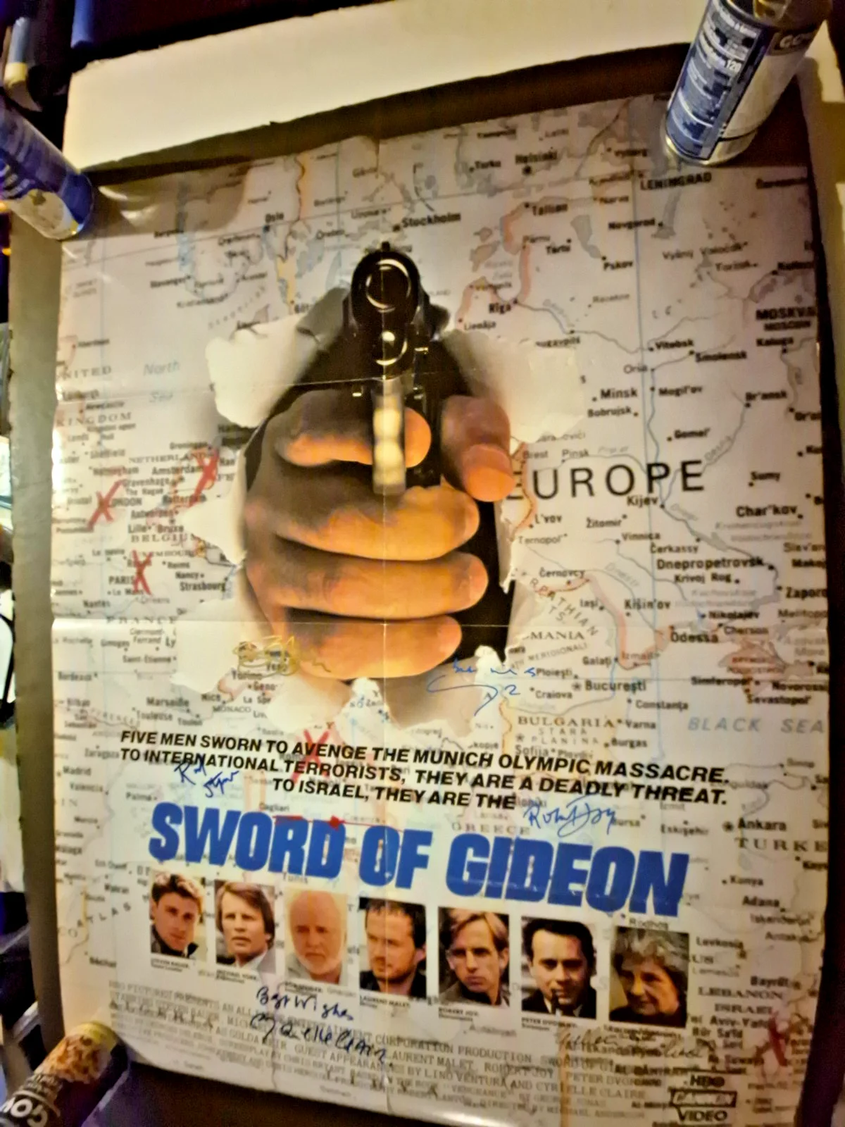 SEE BELOW — SWORD of GIDEON -CAST SIGNED , 1-SHEET MOVIE POSTER w/COA ekim