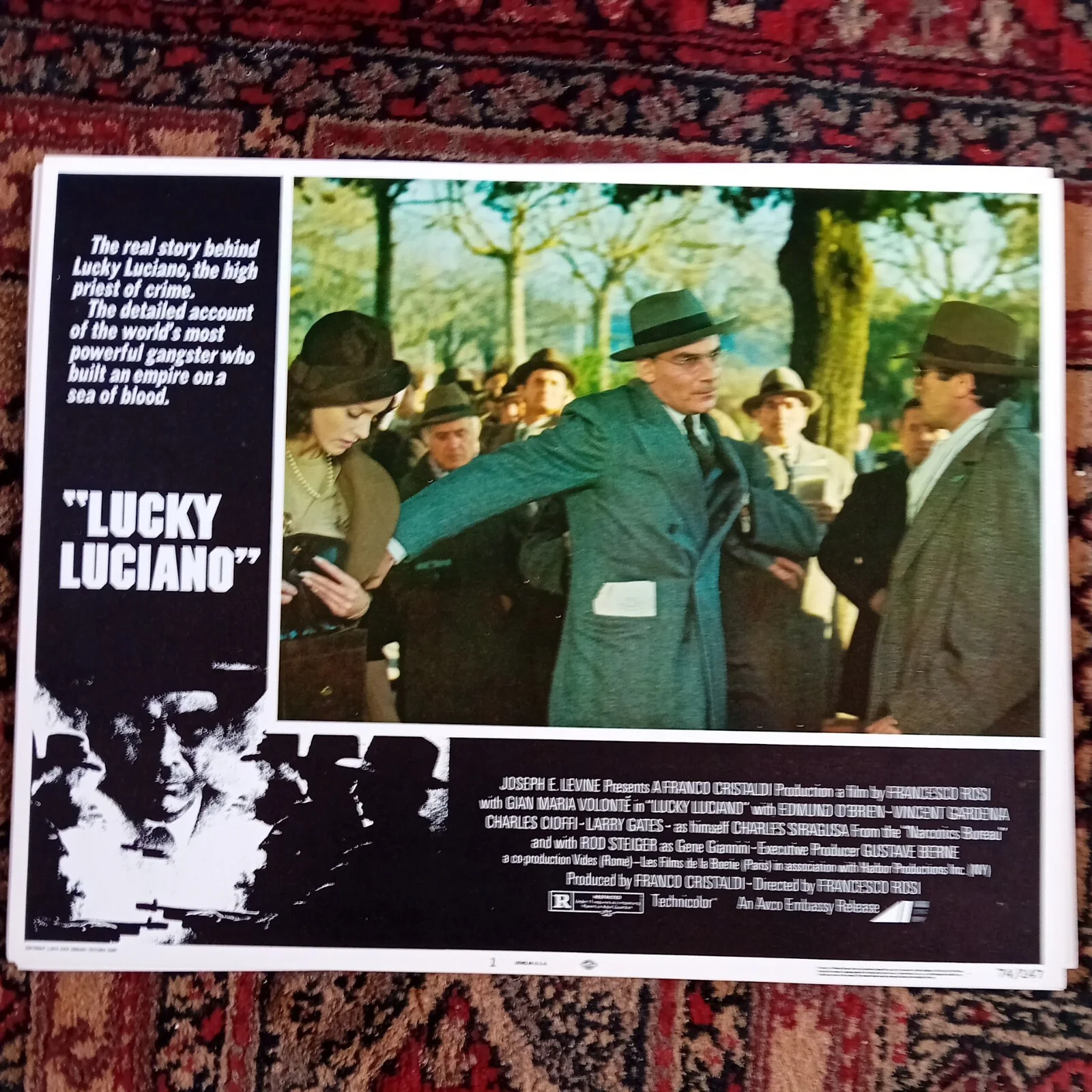 Original 1974 "Lucky Luciano" Cinema Lobby Cards Full Set Of 8 Rome Paris NY, изображение 2
