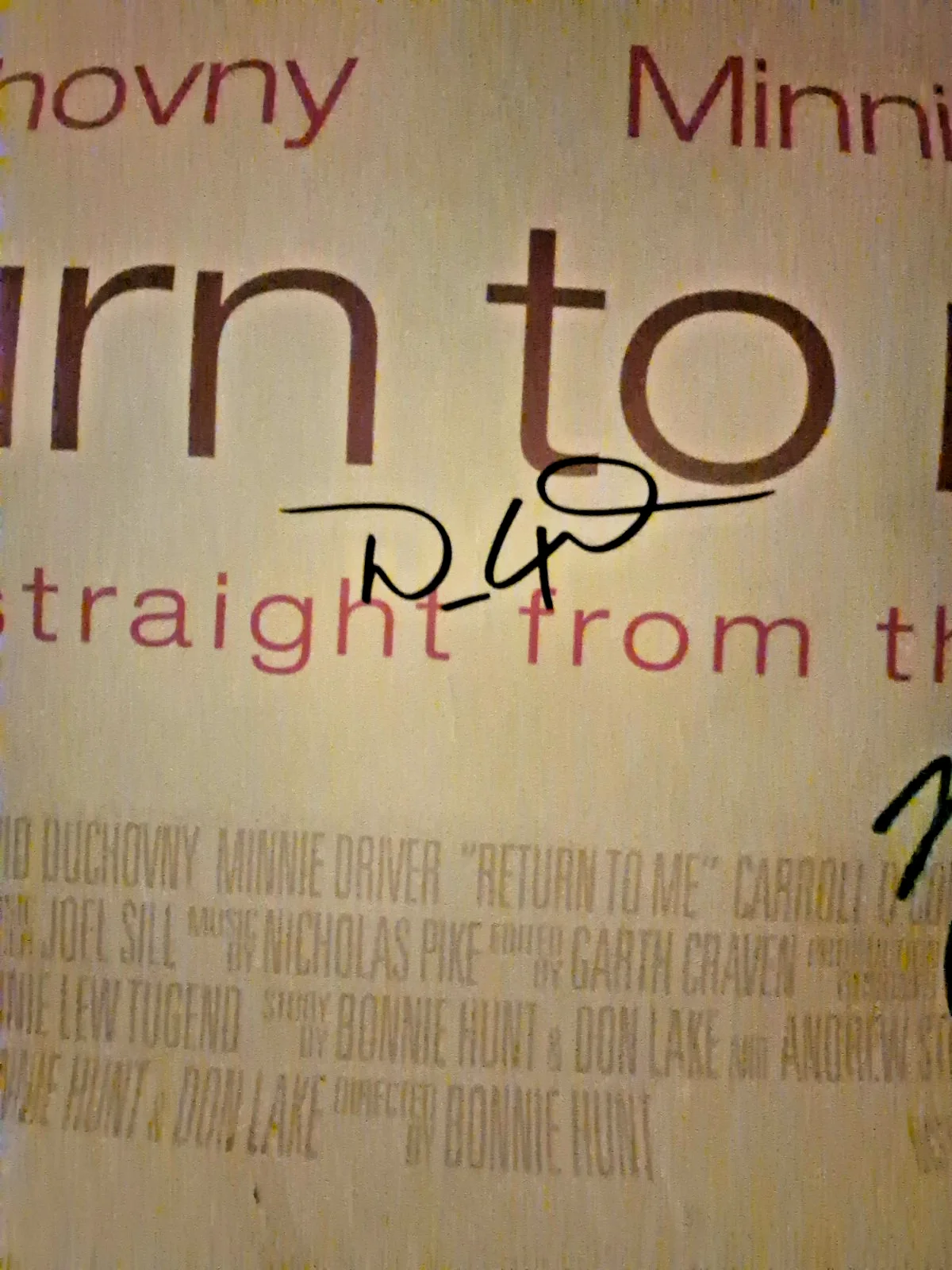 SEE BELOW — RETURN TO ME - CAST SIGNED , 1-SHEET MOVIE POSTER ekim, image 4