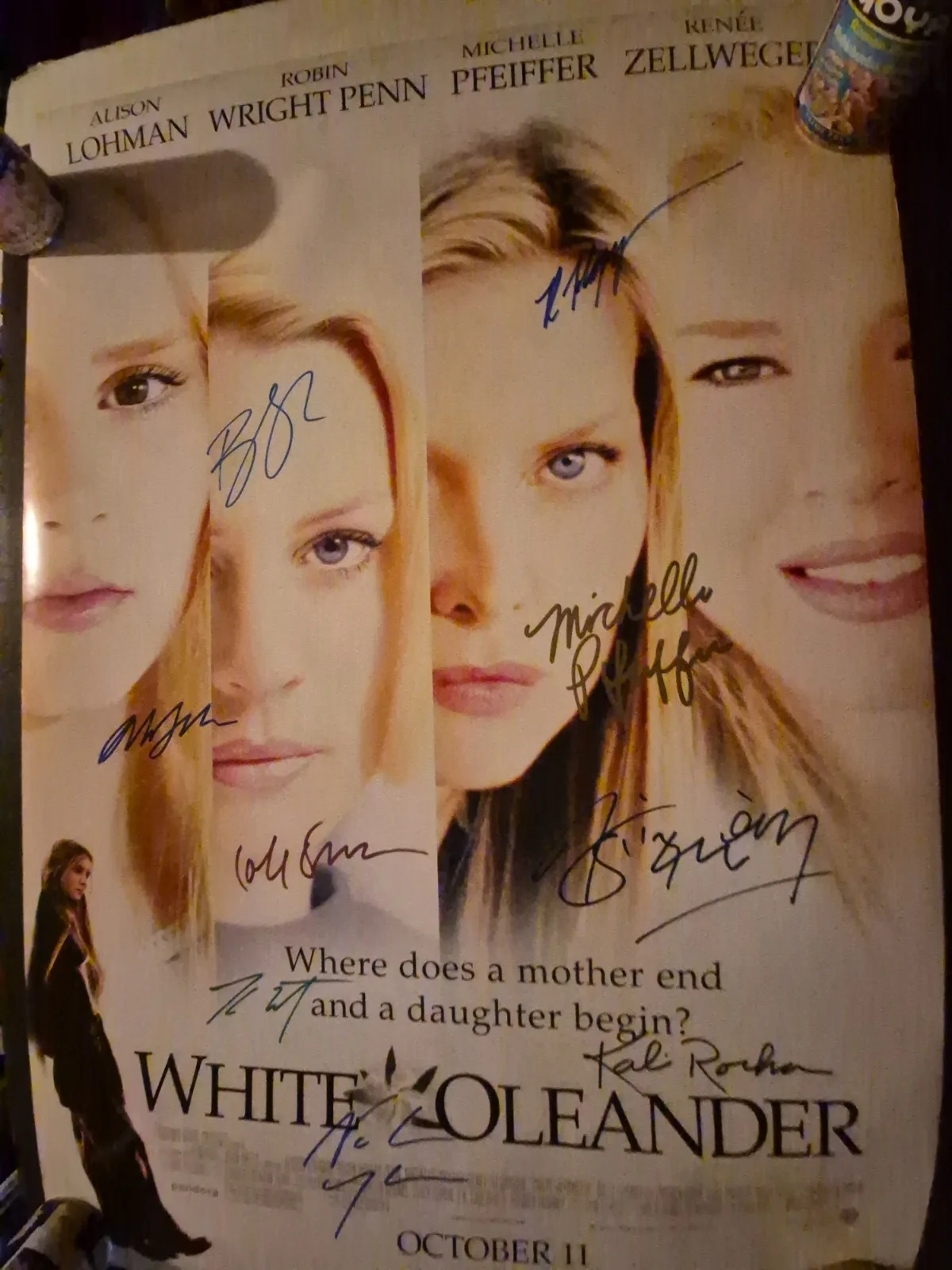 SEE BELOW — WHITE OLEANDER CAST SIGNED , 1-SHEET MOVIE POSTER WITH COA ekim, изображение 2