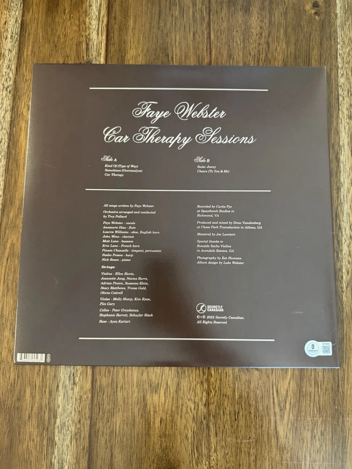 ‘Faye Webster’ Signed Autograph Vinyl Album ‘Car Therapy Sessions’ Beckett, изображение 2