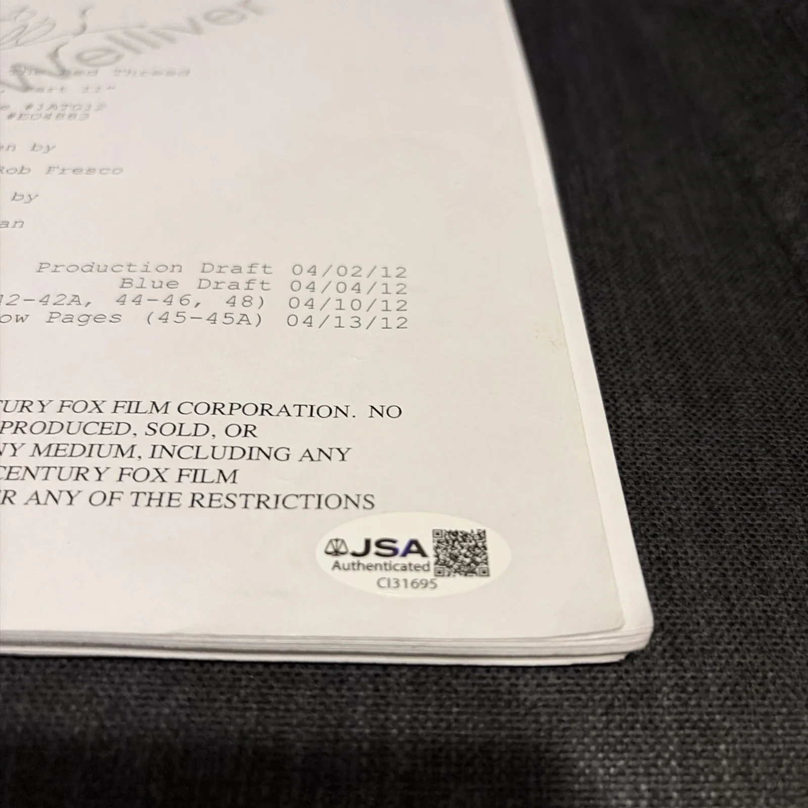 Titus Welliver — Titus Welliver Signed Touch Full Script Authentic Autograph JSA COA, изображение 2