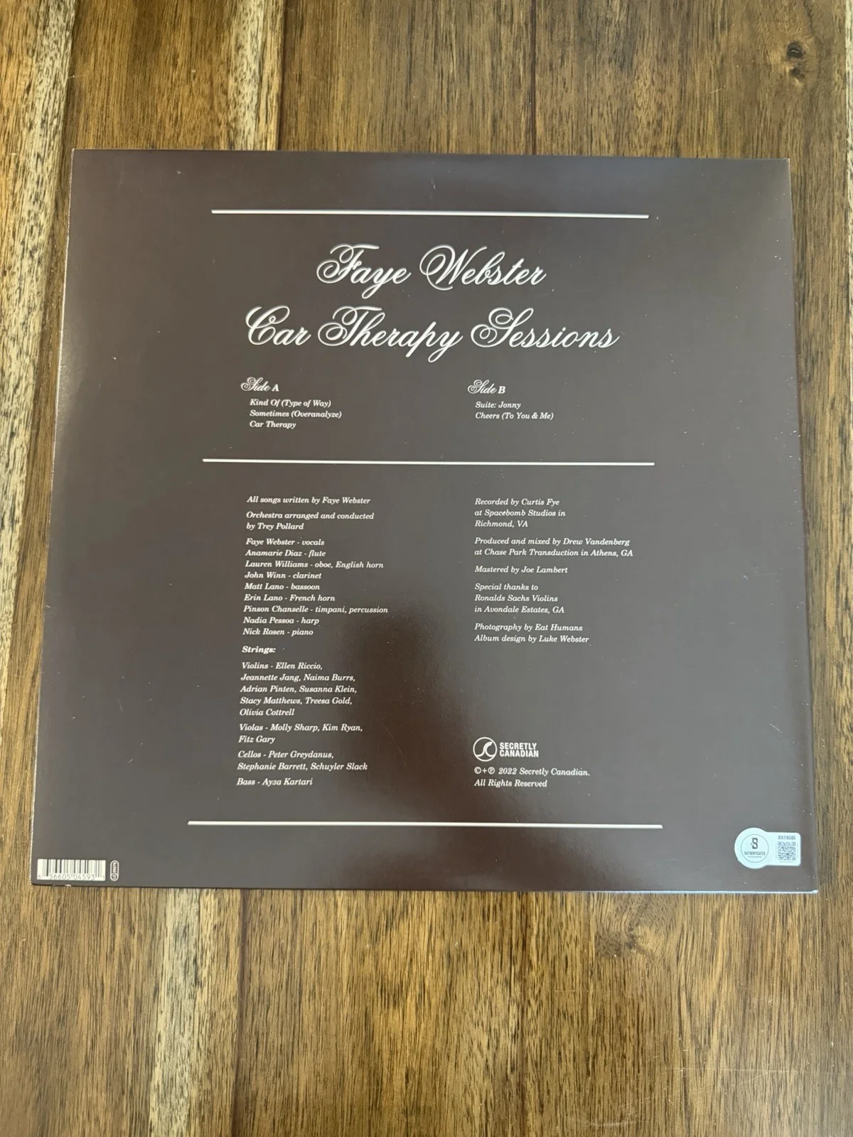 ‘Faye Webster’ Signed Autograph Vinyl Album ‘Car Therapy Sessions’ Beckett, image 2