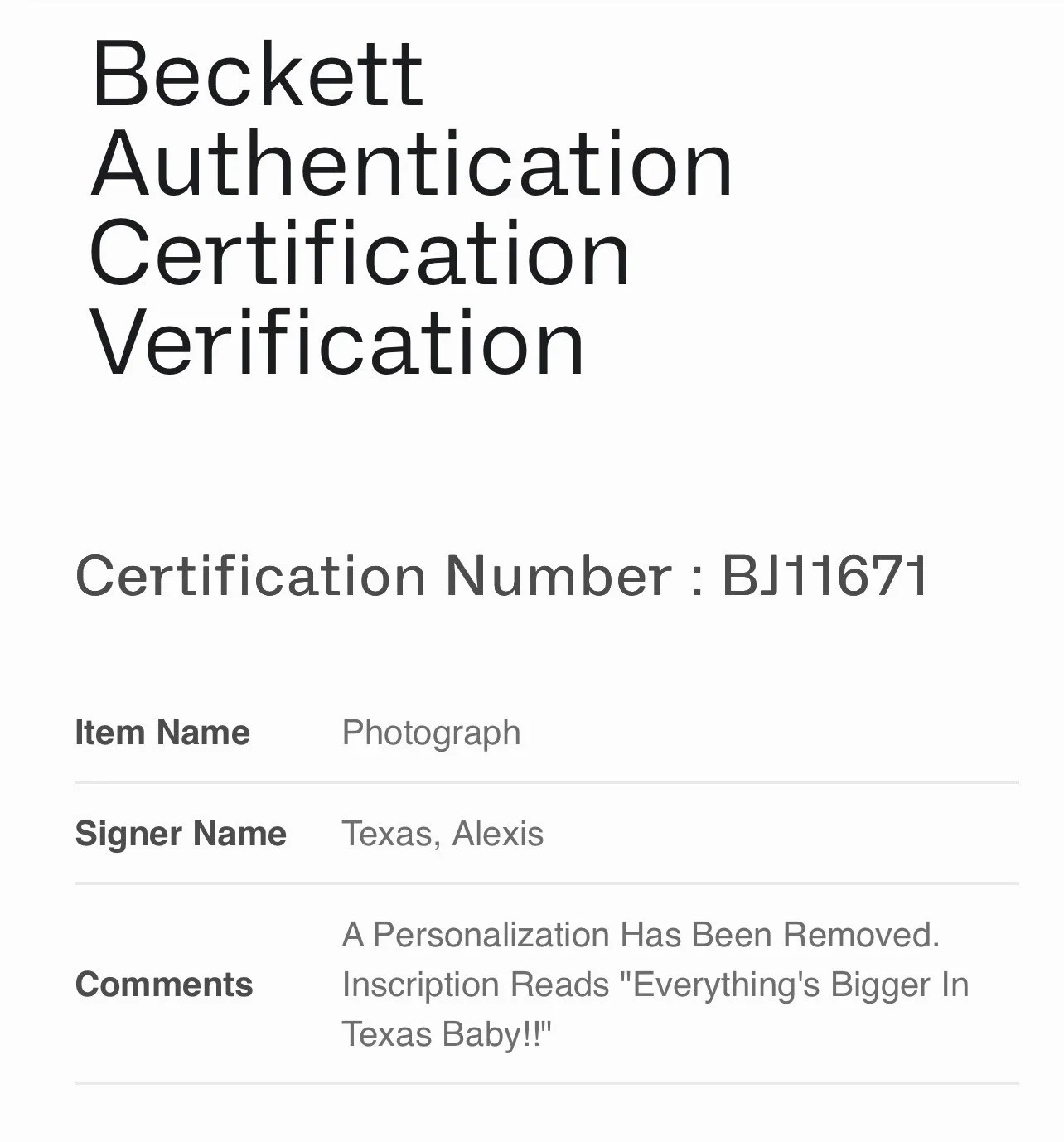 Alexis Texas Adult Film Star Signed 8X10 Photo With Beckett COA, изображение 2