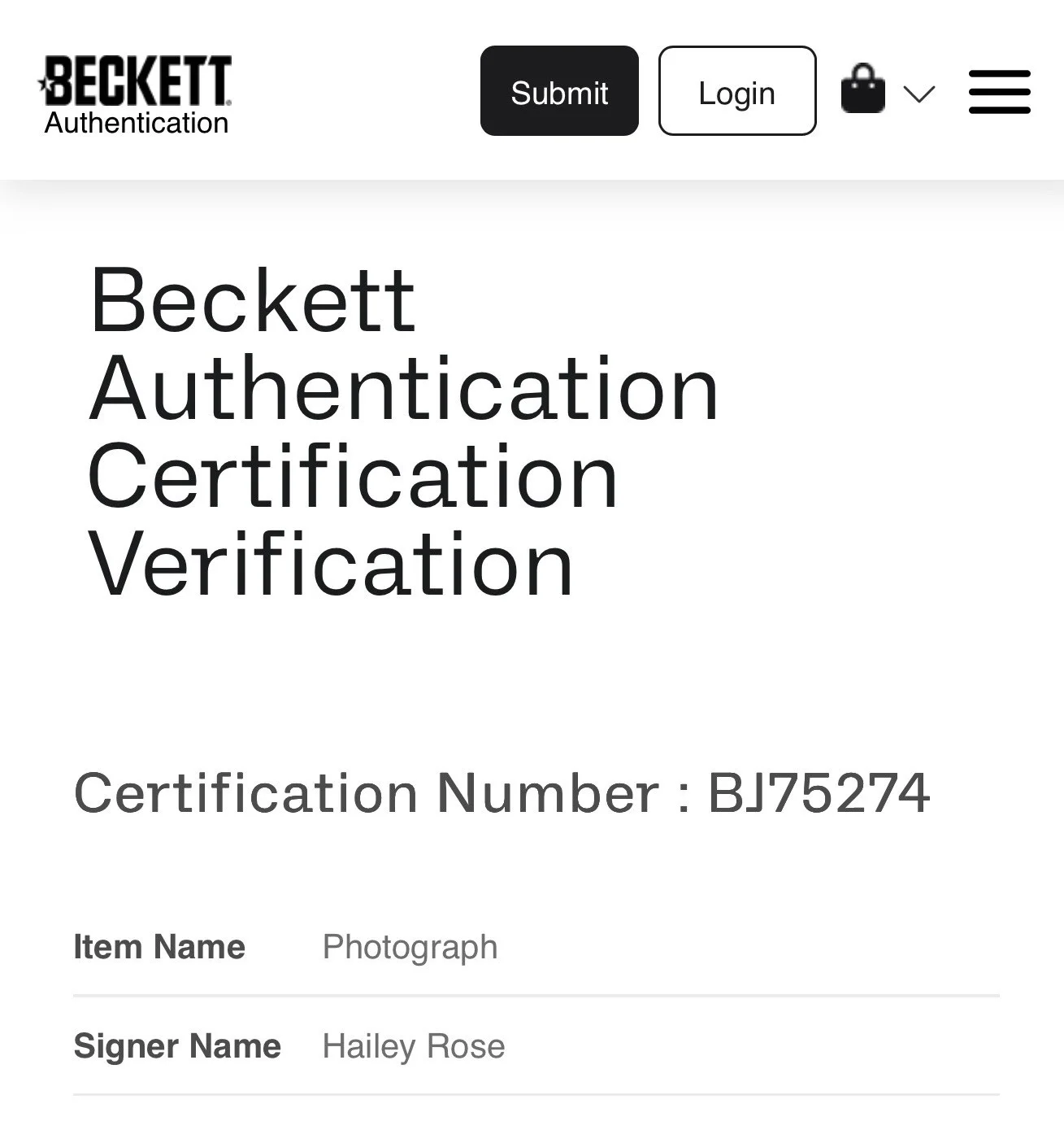 Hailey Rose Adult Video Star 8x10 Photo Beckett Witnessed, изображение 2