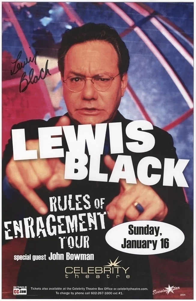 Lewis Black — Lewis Black 2004 comedy tour signed autographed collectible GIG poster w/ JSA