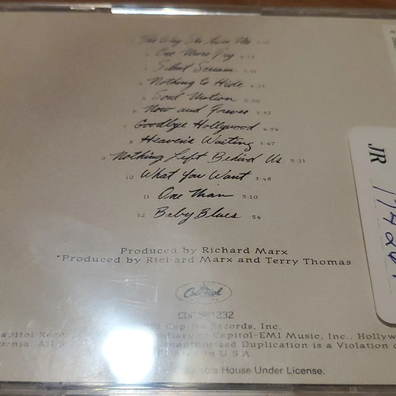 Richard Marx Paid Vacation Original CD & Booklet, image 2
