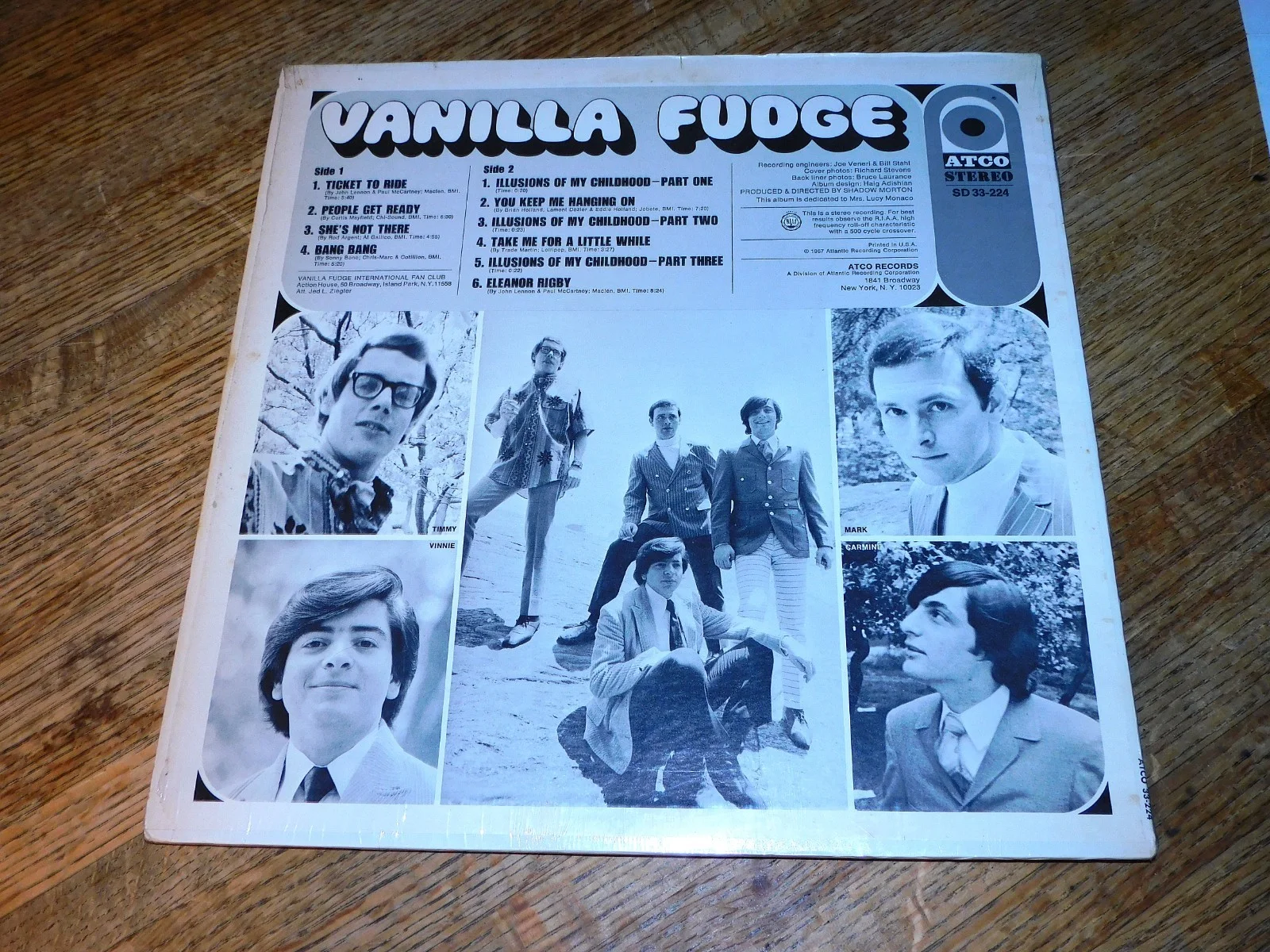 Vanilla Fudge Self Titled LP Vinyl EX Autographed Ticket Signed by Full Band, image 2