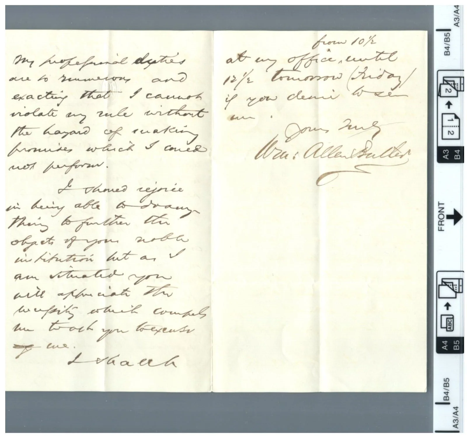 "Writer" William Allen Butler Hand Written Letter Dated 1882 Lawyer & Author, image 2