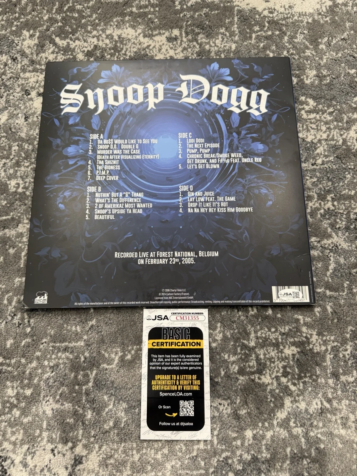 Snoop Dogg Signed Autographed Live From Forest National Vinyl Record Album Jsa, изображение 2