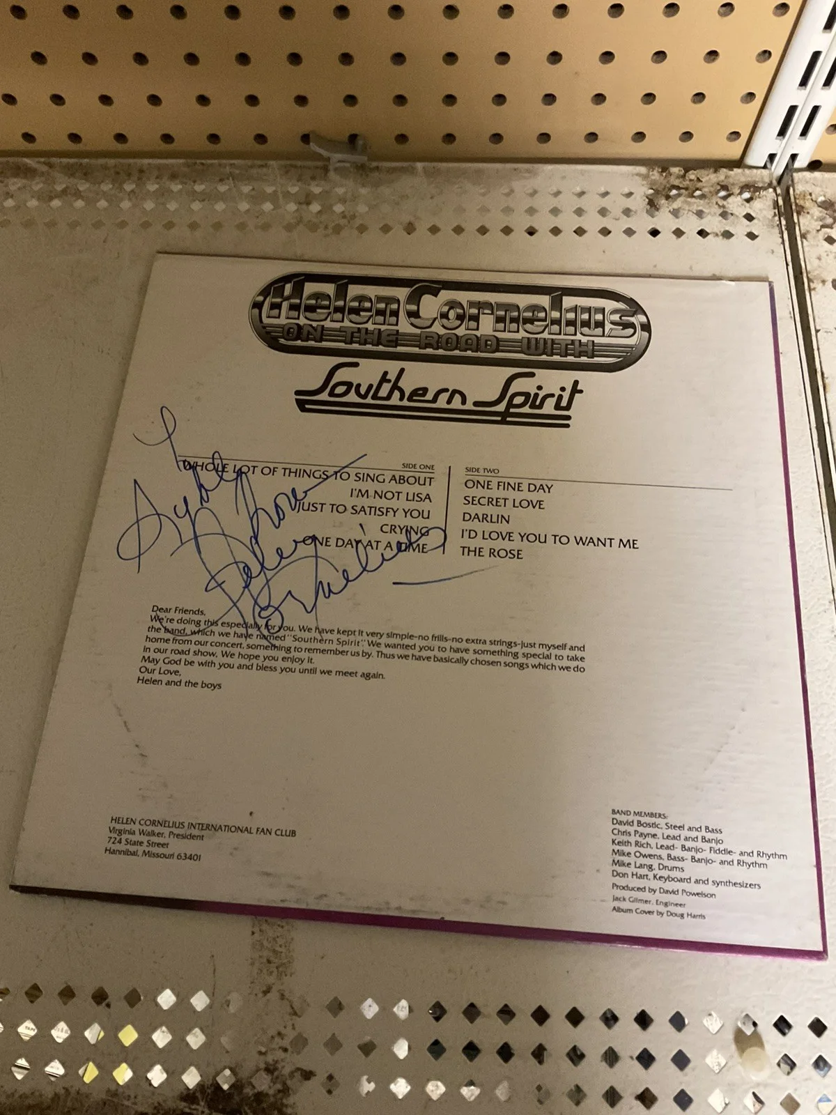HELEN CORNELIUS HAND SIGNED AUTOGRAPH LP ALBUM "SOUTHERN SPIRT", image 2
