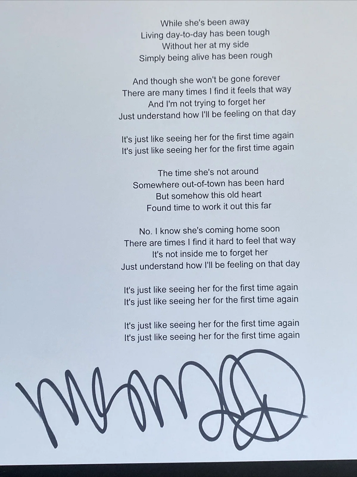Mac DeMarco Autographed Lyric Sheet ‘For The First Time' Indie Pop, image 2