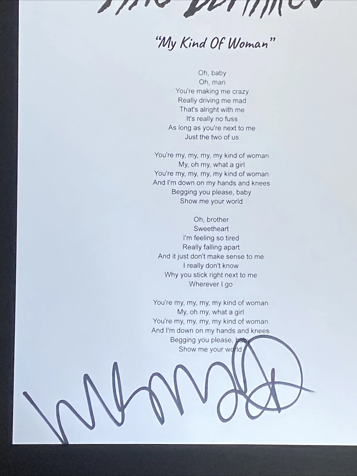 Mac DeMarco Autographed Lyric Sheet 'My Kind of Woman' Indie Pop, изображение 2