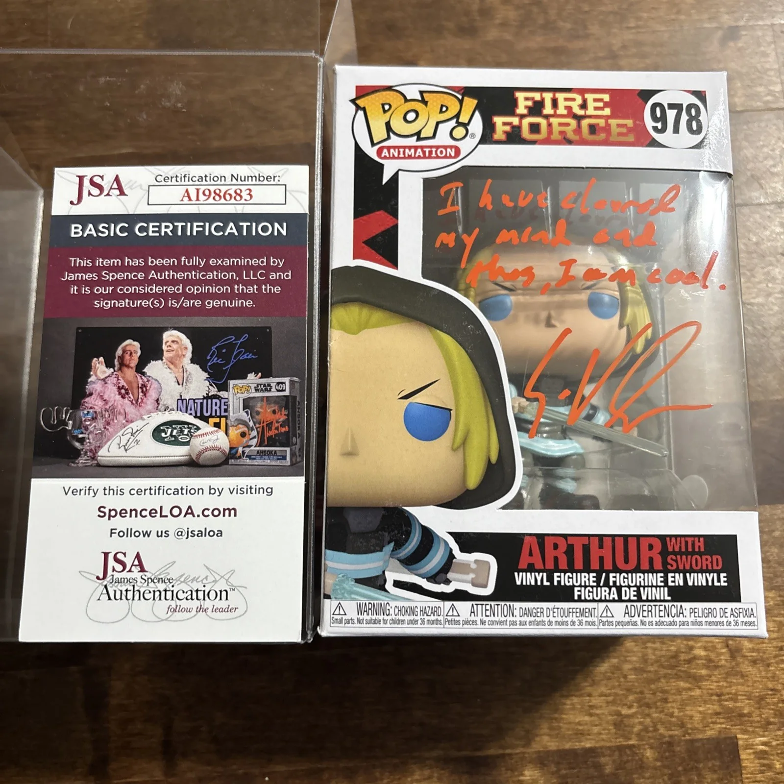 Eric Vale — Eric Vale ARTHUR Signed Funko Pop 978 Fire Force JSA, image 2