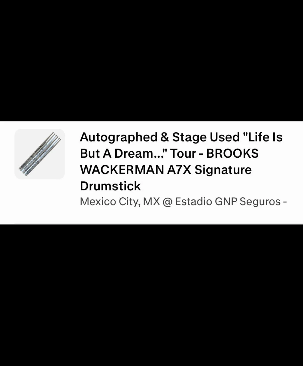 Brooks Wackerman Avenged Sevenfold Stage Used Signed Drumstick, image 5