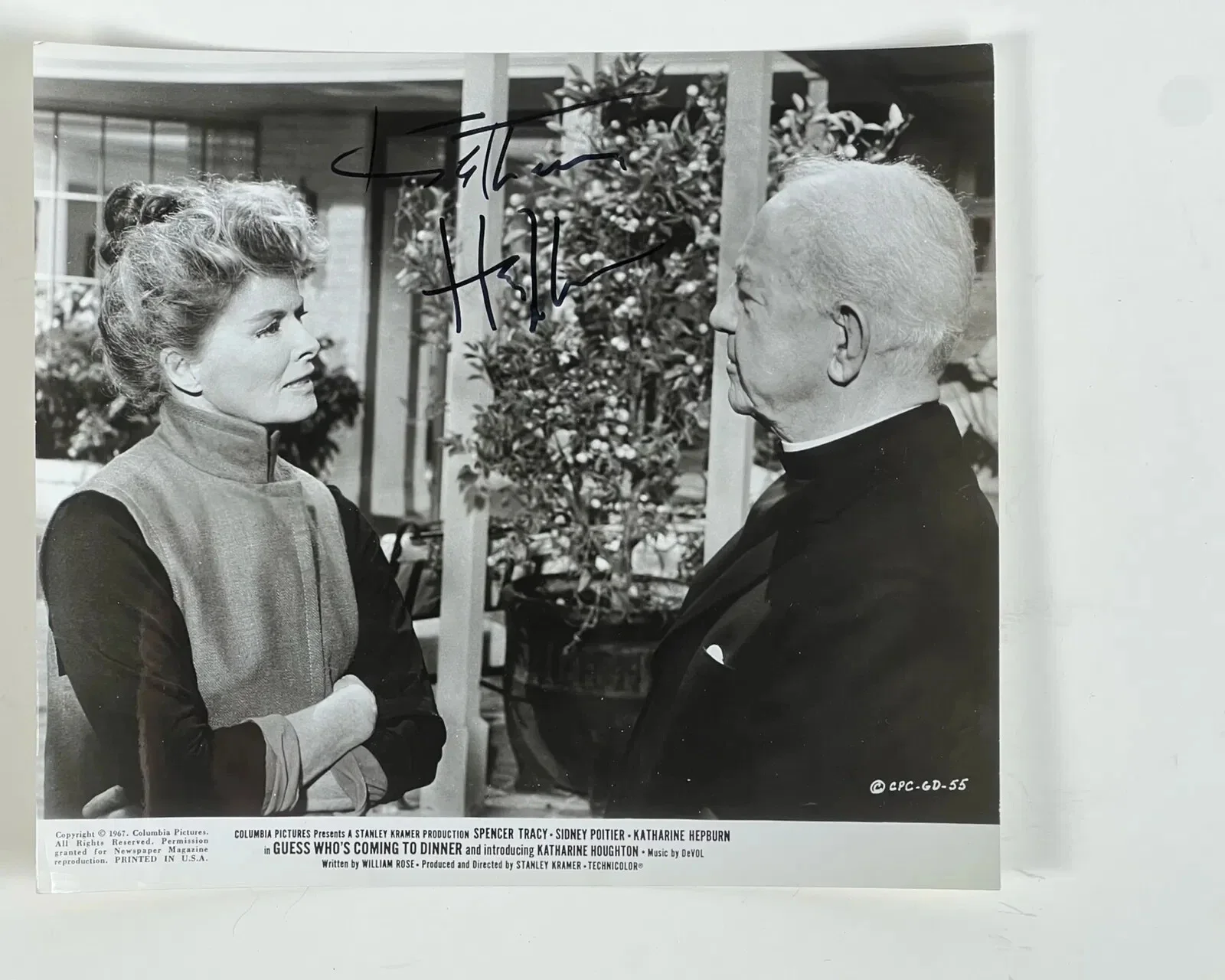 Katherine Hepburn — Vintage Katherine Hepburn Autograph Signed Photo "Guess Who's Coming to Dinner"