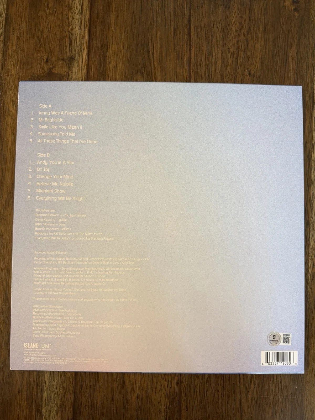 Brandon Flowers ‘The Killers’ Band Signed Vinyl Album ‘Hot Fuss’ Beckett, изображение 2