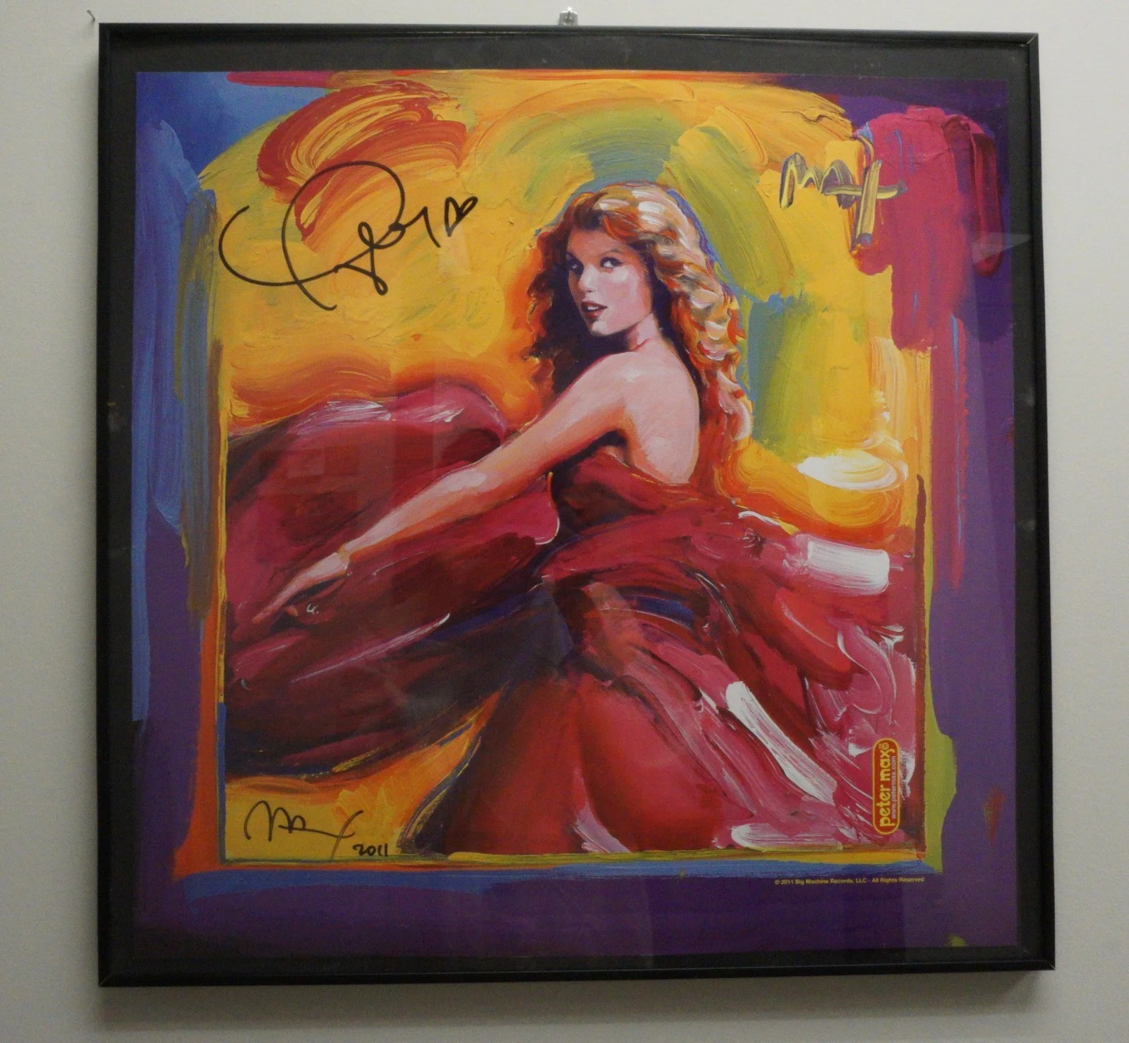 Taylor Swift Peter Max Dual Signed Speak Now Lithograph Poster Framed 23x23, image 2