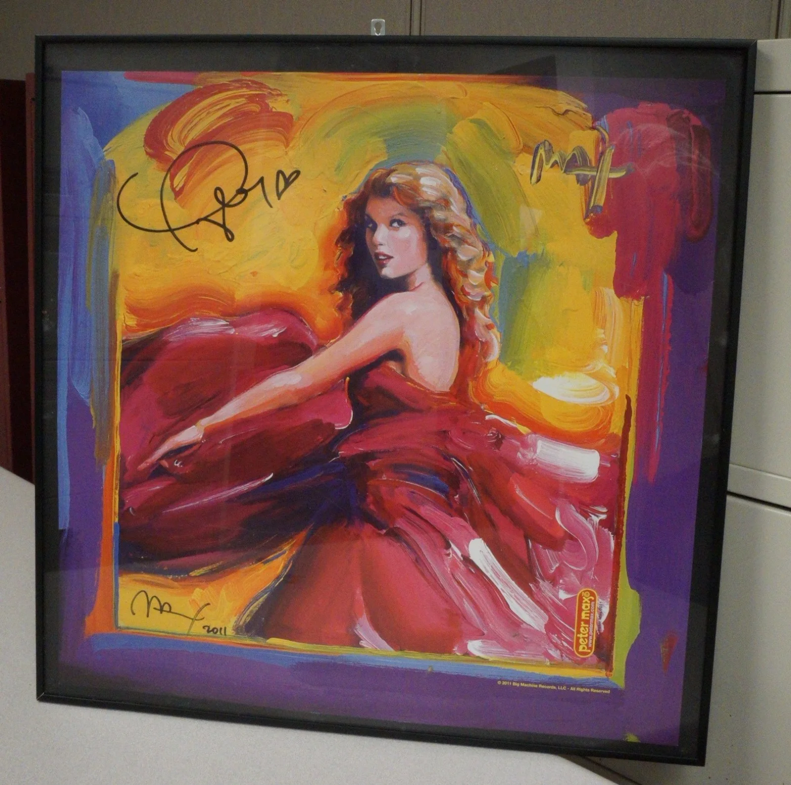 Taylor Swift Peter Max Dual Signed Speak Now Lithograph Poster Framed 23x23, image 3