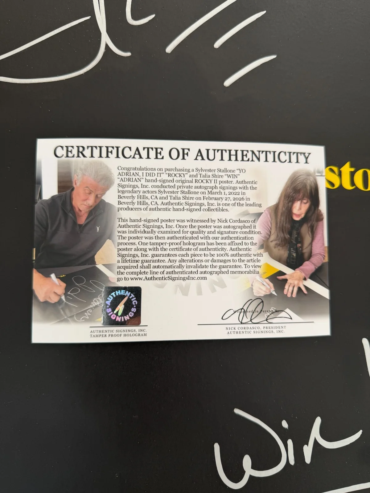 Sylvester Stallone, Cast — Sylvester Stallone YO ADRIAN & Shire Autographed ROCKY II Poster ASI Proof, изображение 2