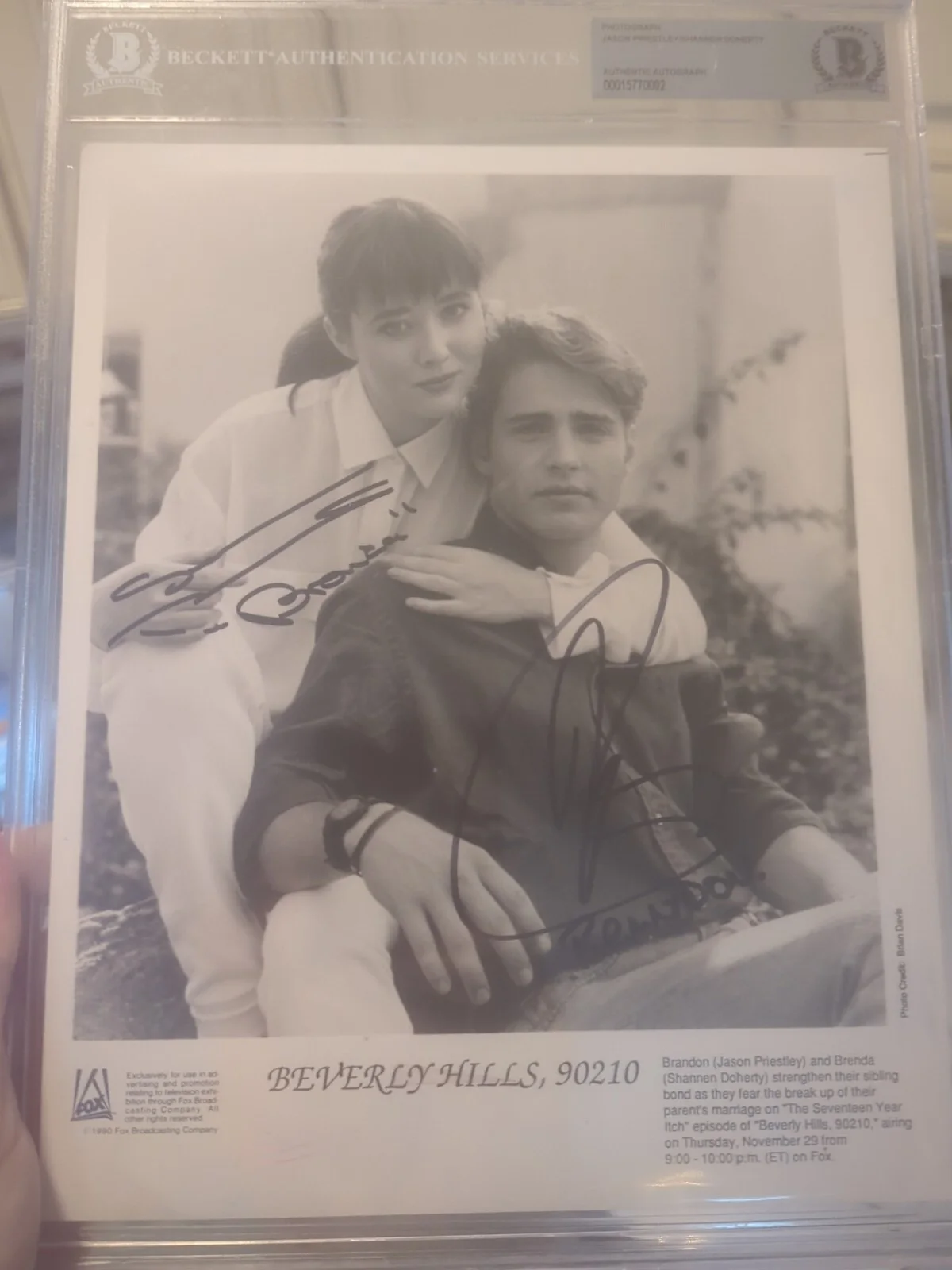 Shannen Doherty & Jason Priestley Signed 8X10 Promo Photo Beckett BH90210, изображение 3