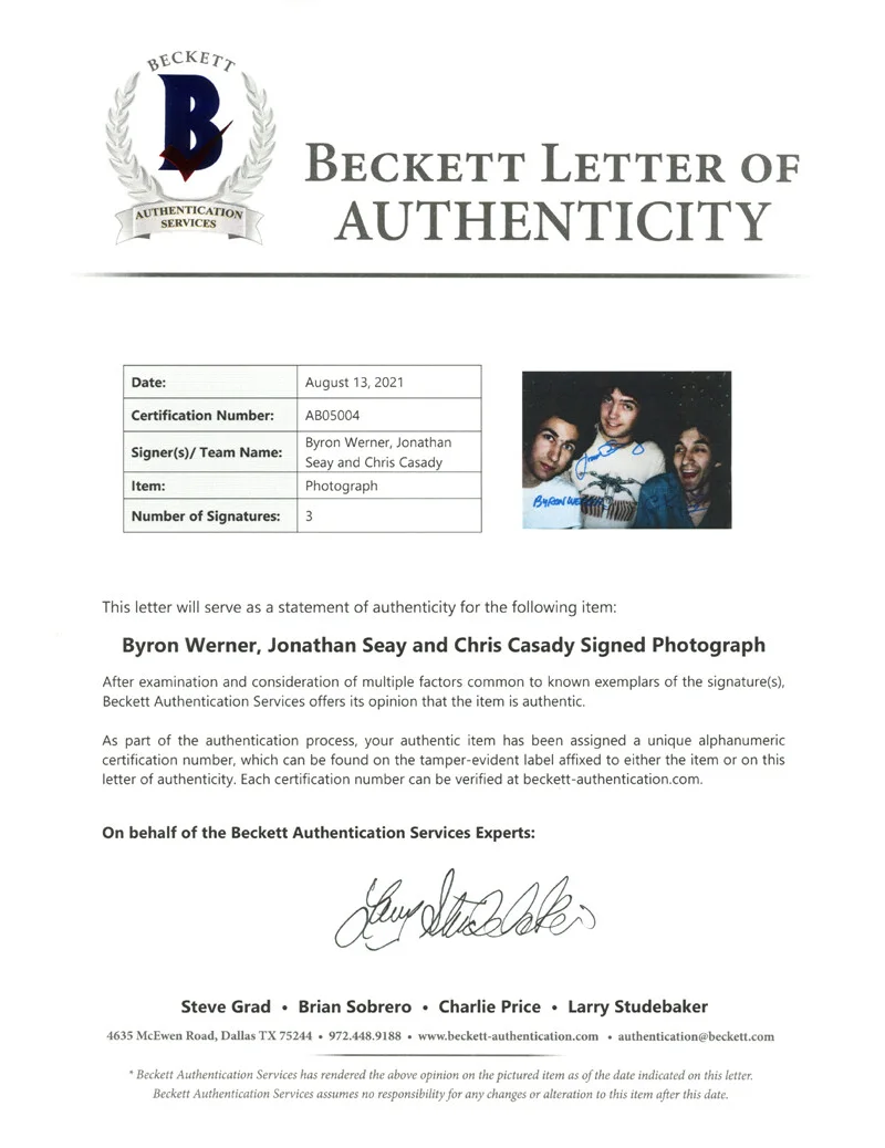 BYRON WERNER JONATHAN SEAY CHRIS CASADY SIGNED 8x10 PHOTO ILM STAR WARS BECKETT, image 2
