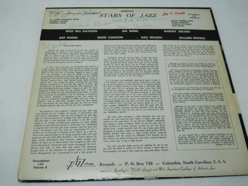 GREATEST STARS OF JAZZ Autographed LP Album FREE SHIPPING! Wild Bill Davison, изображение 3