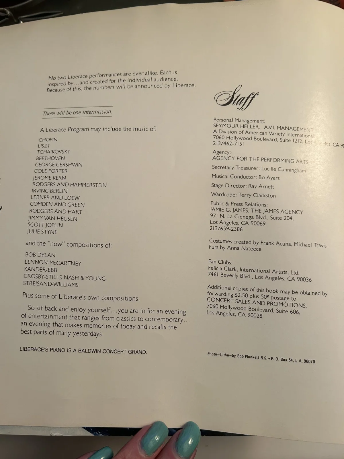 Liberace "Mr. Showmanship" Concert Program, Signed by: George Liberace 1911–1983, image 2