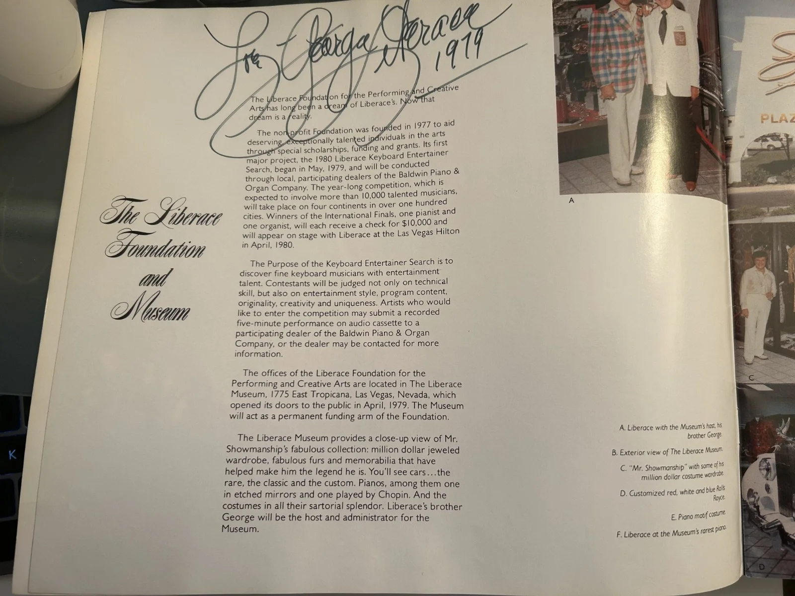 Liberace "Mr. Showmanship" Concert Program, Signed by: George Liberace 1911–1983, image 3