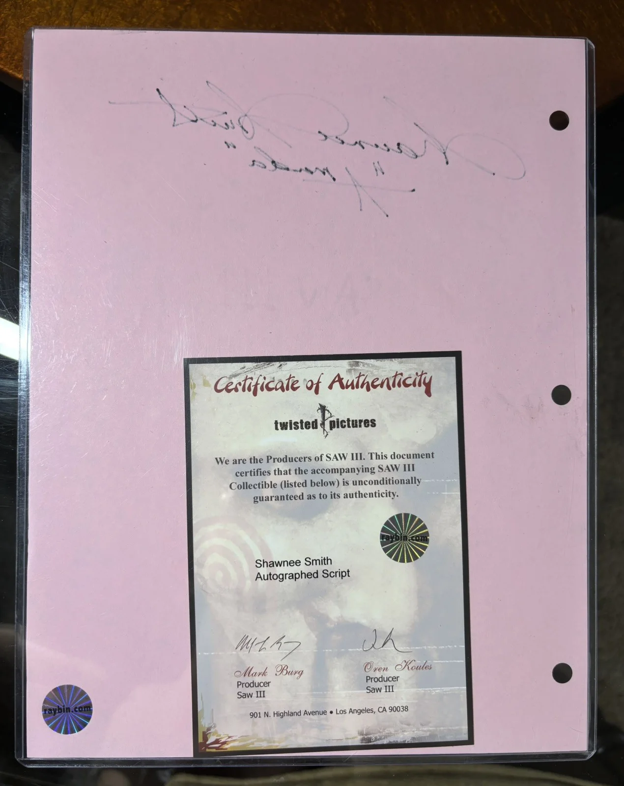Shawnee Smith — Saw III Shawnee Smith (Amanda Young) Autographed Script with COA, image 2