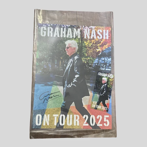Graham Nash Signed On Tour 2025 Poster sold with commemorative VIP Ticket, изображение 3