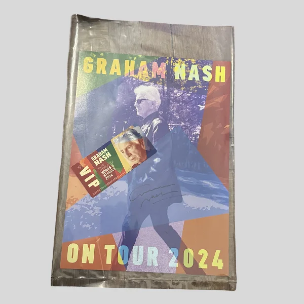 Graham Nash Signed On Tour 2024 Poster with commemorative VIP Ticket, image 3