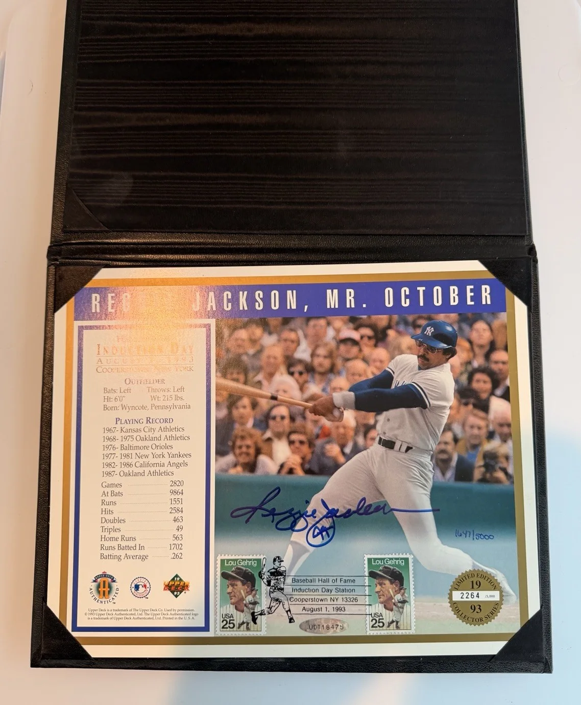 REGGIE JACKSON HOF 93 YANKEES AUTO VTG HOF INDUCTION DAY UDA, изображение 3