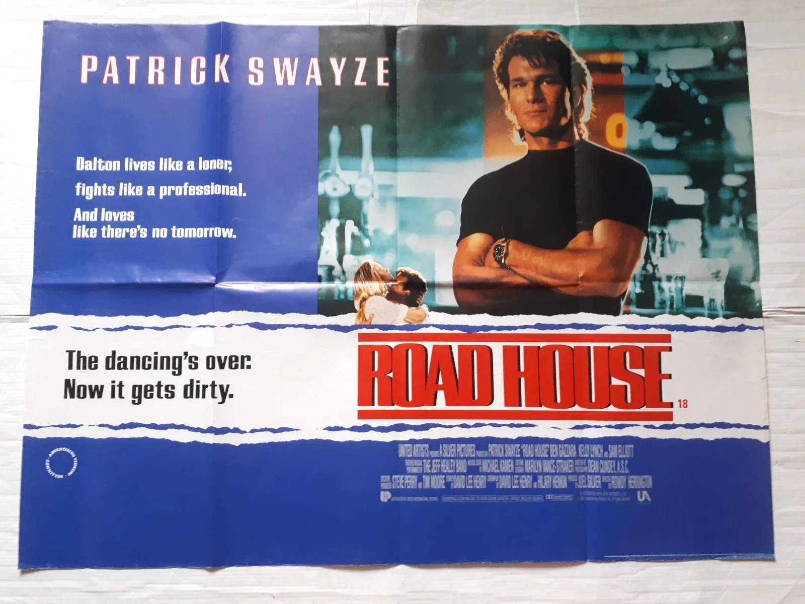 Road house 1989 ORIGINAL Poster UK Quad 30x40" 1980s Patrick Swayze sam elliot, image 2