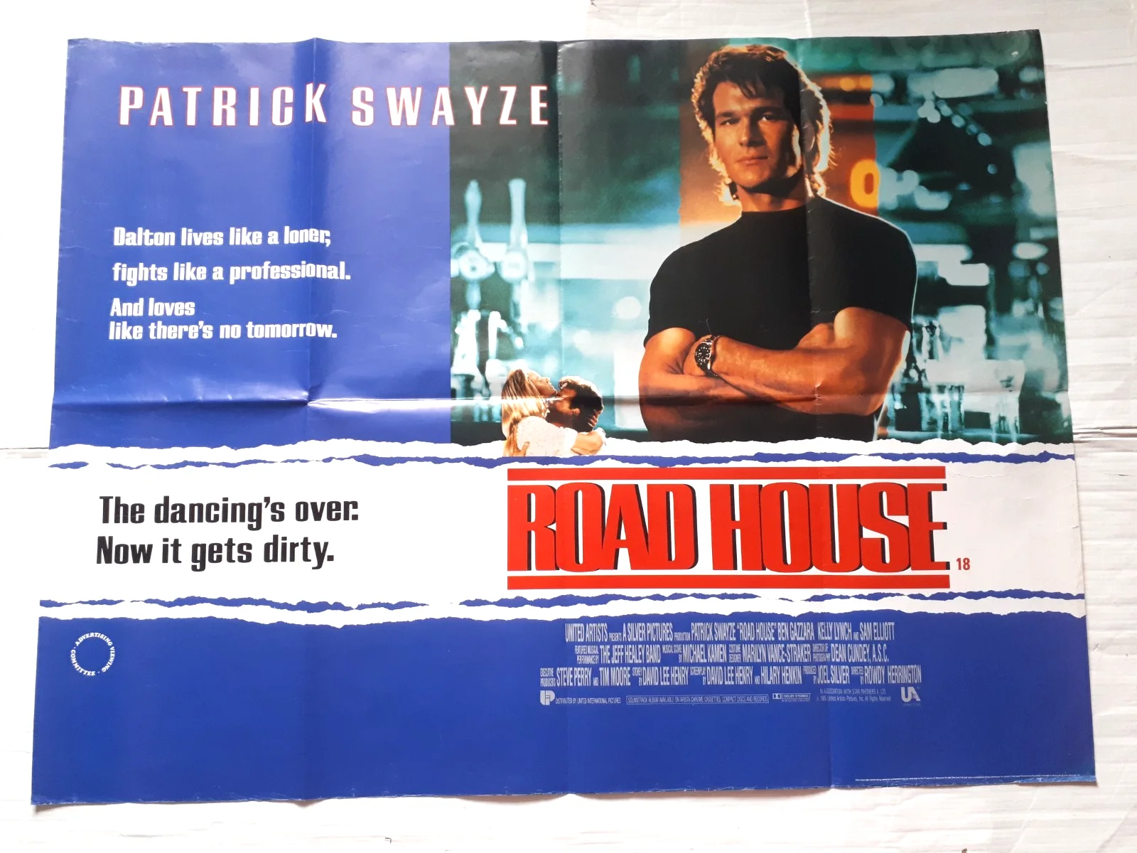 Road house 1989 ORIGINAL Poster UK Quad 30x40" 1980s Patrick Swayze sam elliot, image 3