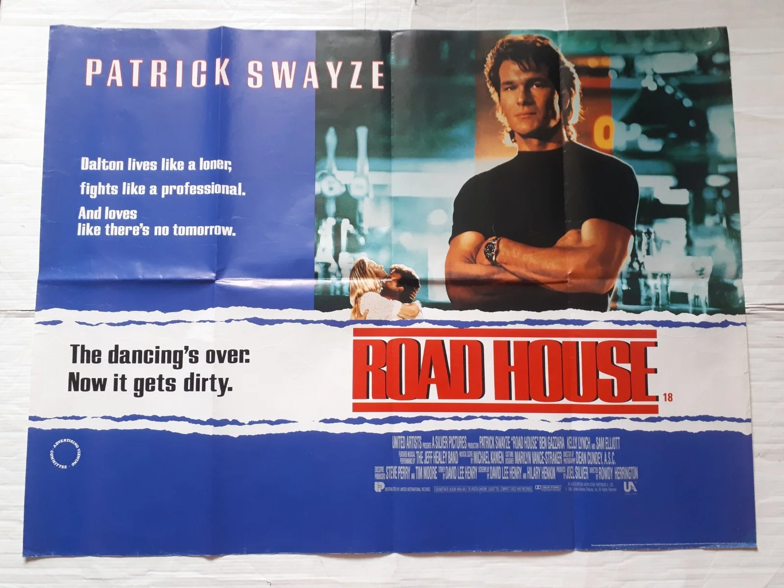 Road house 1989 ORIGINAL Poster UK Quad 30x40" 1980s Patrick Swayze sam elliot, image 4