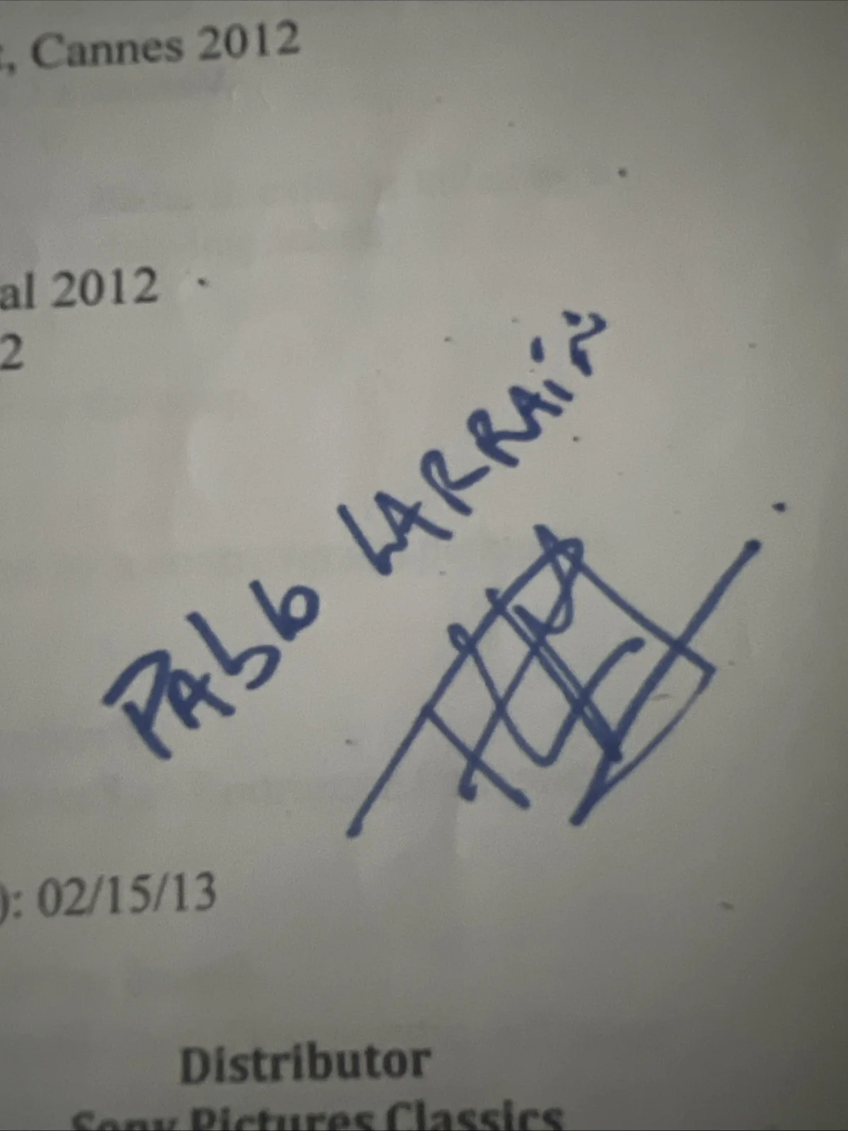 Director Pablo Larrain Autographed Press Notes From The Award Winning Film NO, image 2