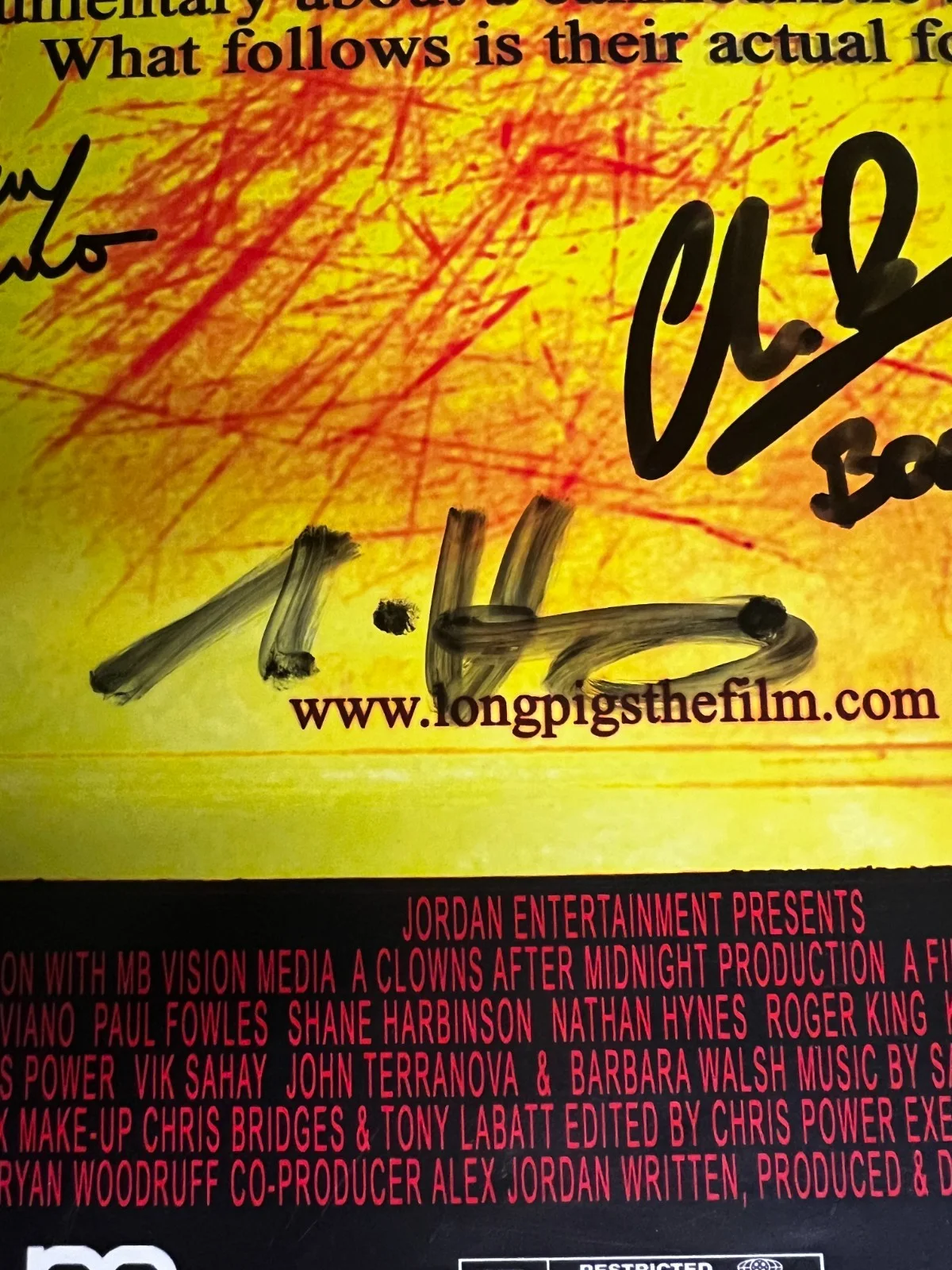 Anthony Alviano, Chris Power, Nathan Hynes — Long Pigs autograghed 11x17 cult movie poster underground cinema, изображение 2
