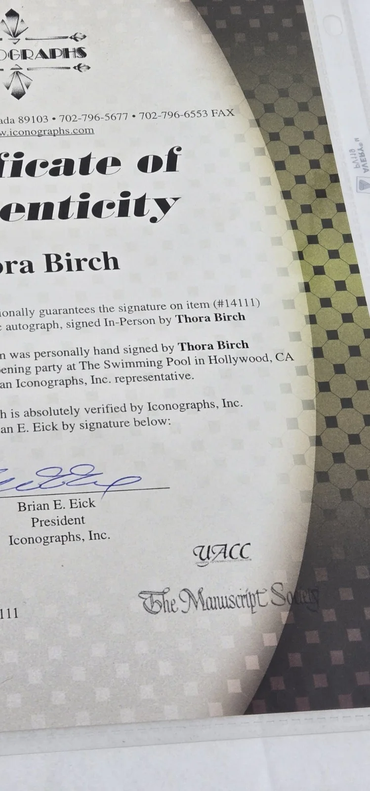 Thora Birch — VTG THORA BIRCH 1999 AUTOGRAPH SIGNED COLOR GLOSSY PHOTO 10X8 ICONOGRAPHS COA, image 4