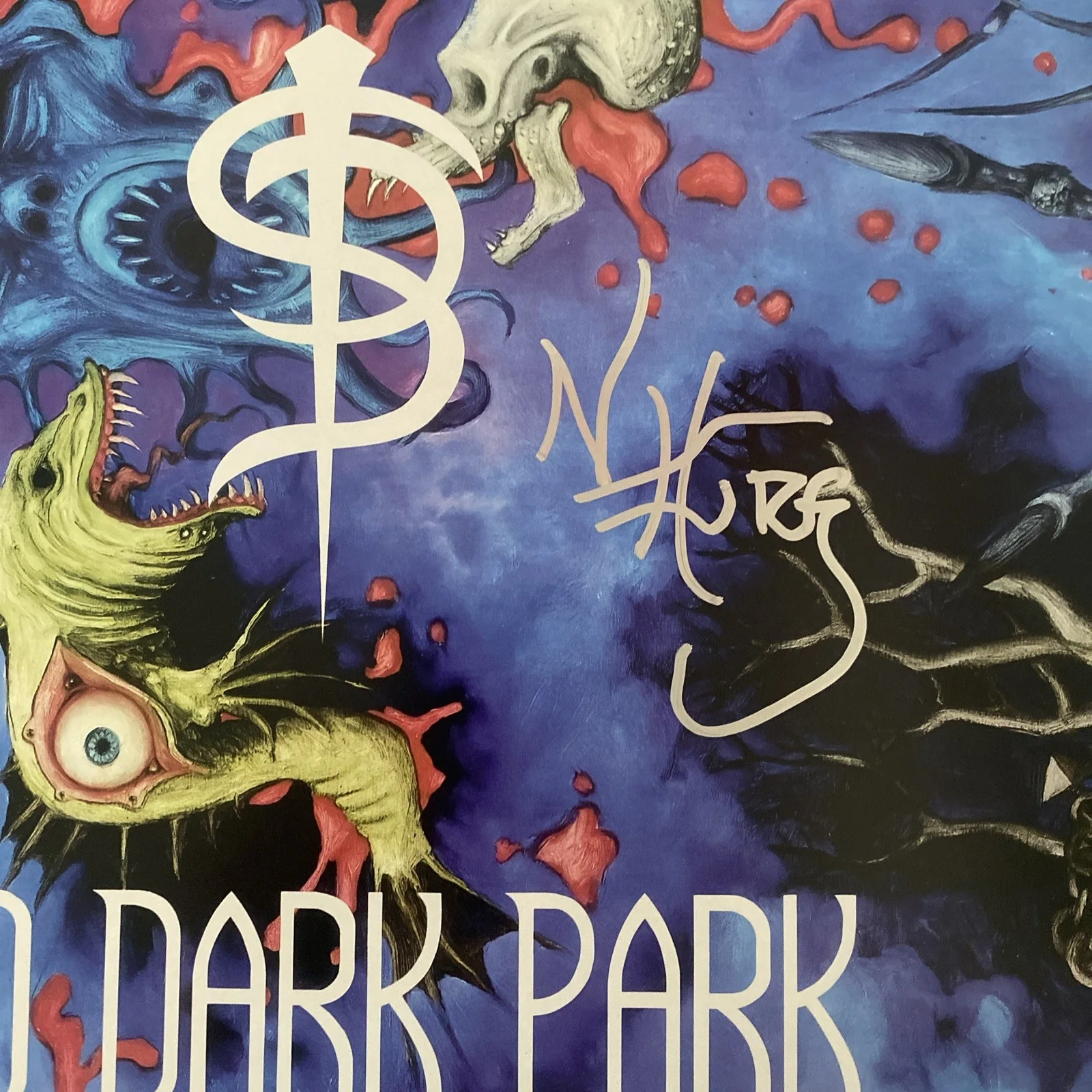 Nivek Ogre ‘Skinny Puppy’ Band Frontman Autographed Vinyl Album ‘Too Dark Park’, изображение 2