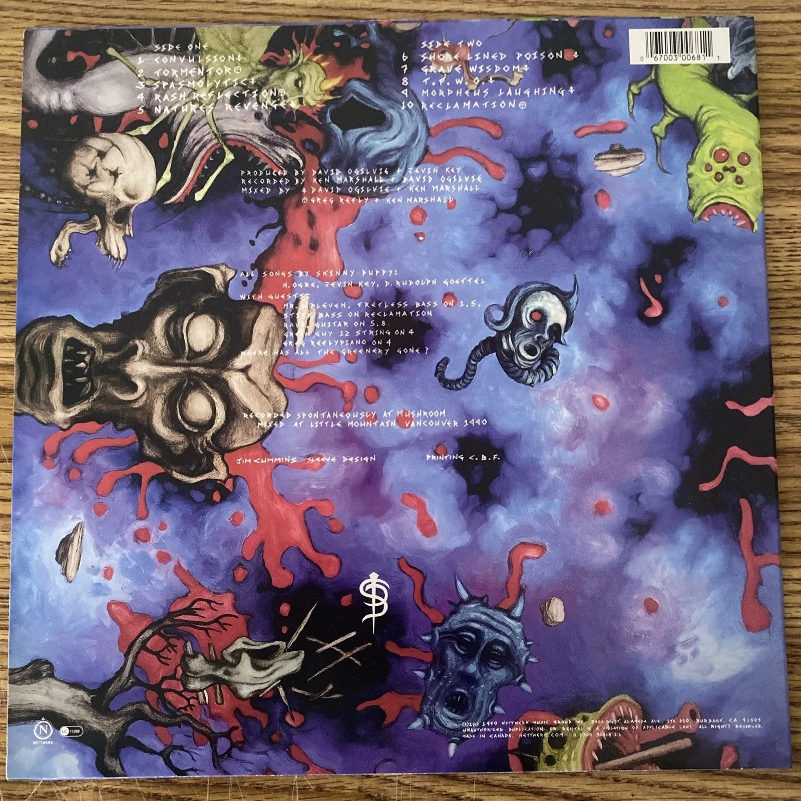 Nivek Ogre ‘Skinny Puppy’ Band Frontman Autographed Vinyl Album ‘Too Dark Park’, изображение 3