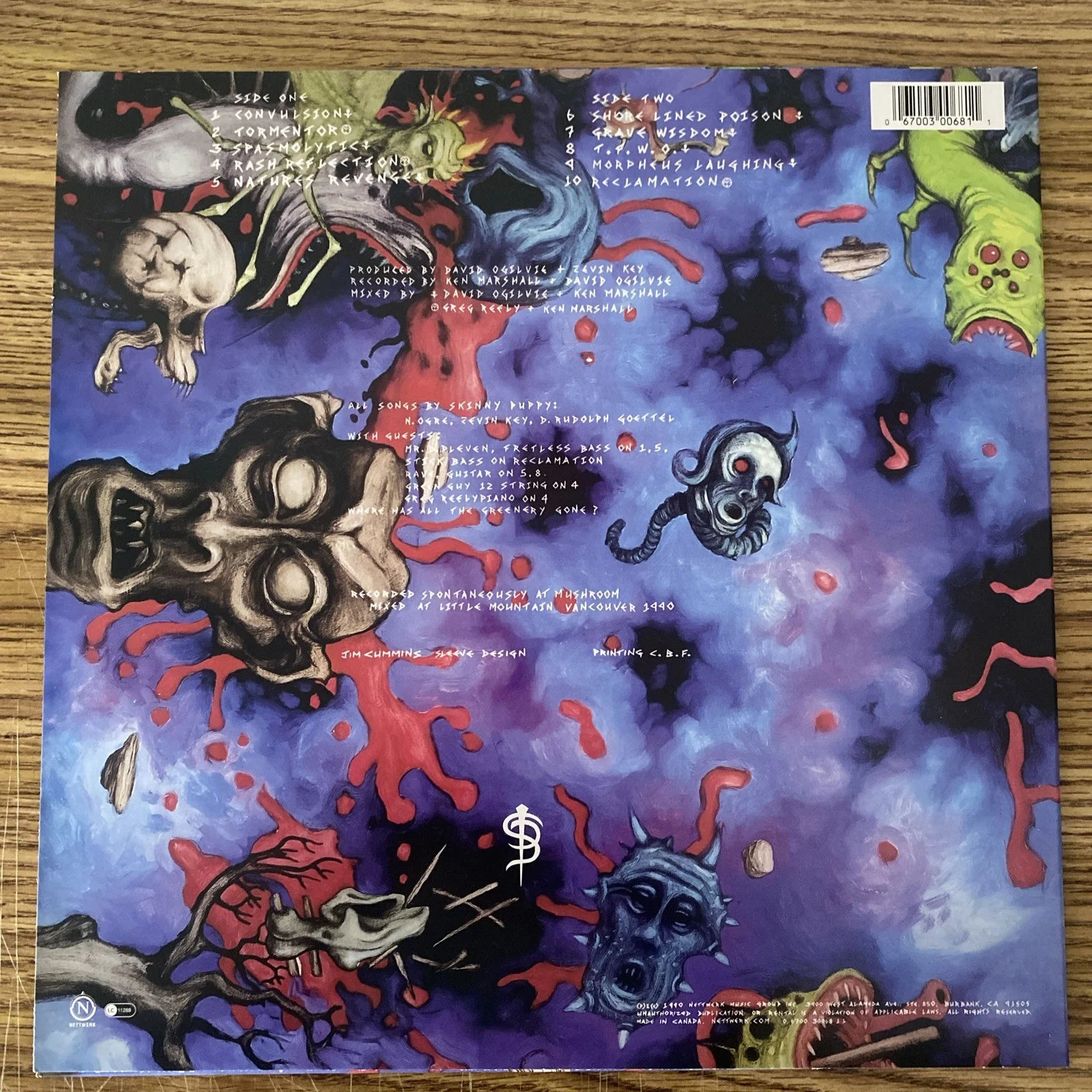 Nivek Ogre ‘Skinny Puppy’ Band Frontman Autographed Vinyl Album ‘Too Dark Park’, изображение 3