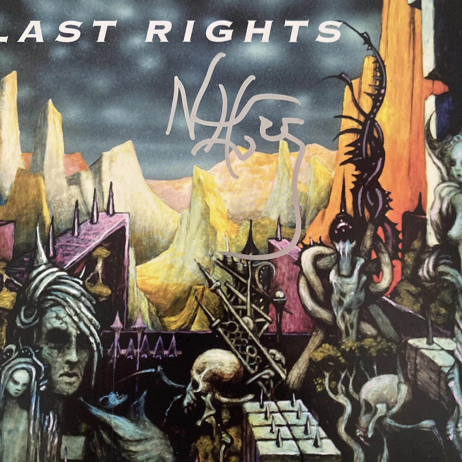 Nivek Ogre ‘Skinny Puppy’ Band Frontman Autographed Vinyl Album ‘Last Rights’, изображение 2